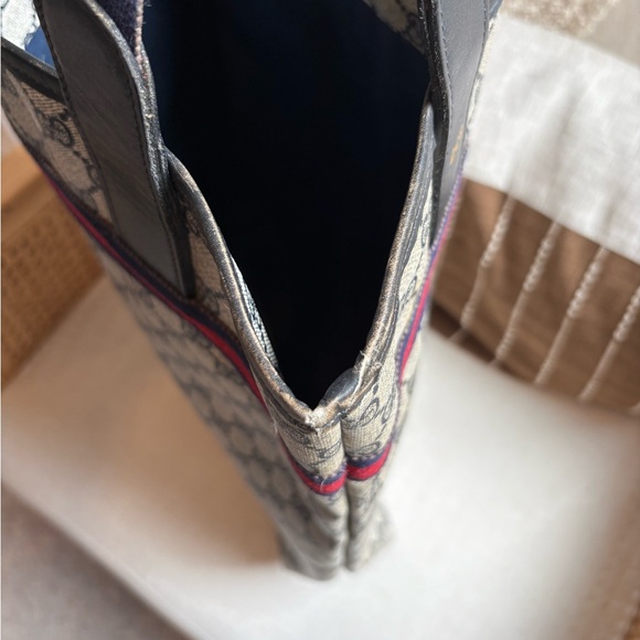 VINTAGE Gucci Web GG Navy Sherry Line Tote Bag - Picture 8 of 14